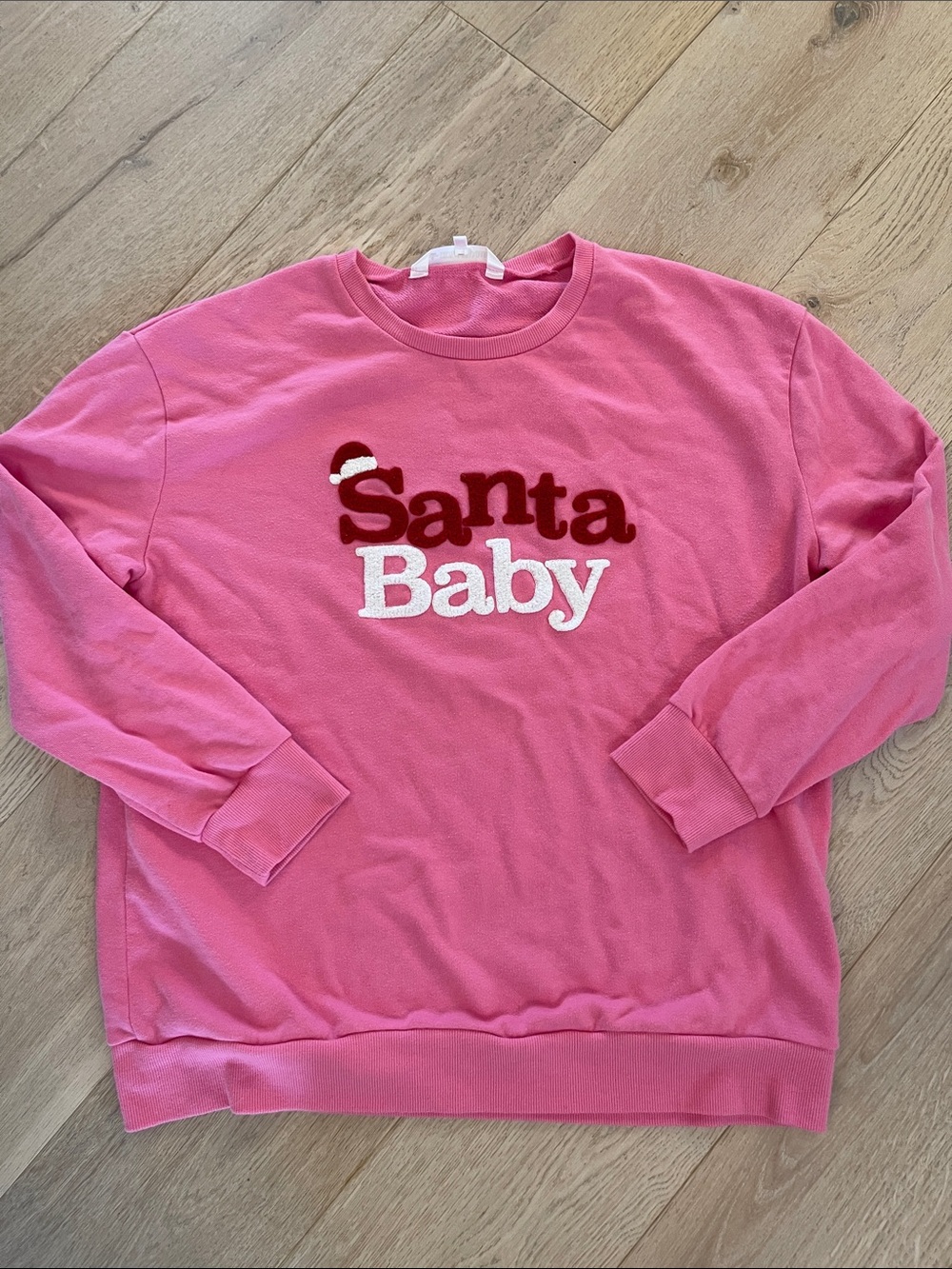The Royal Standard Womens Pink 'Santa Baby' Holiday Sweatshirt Size Large